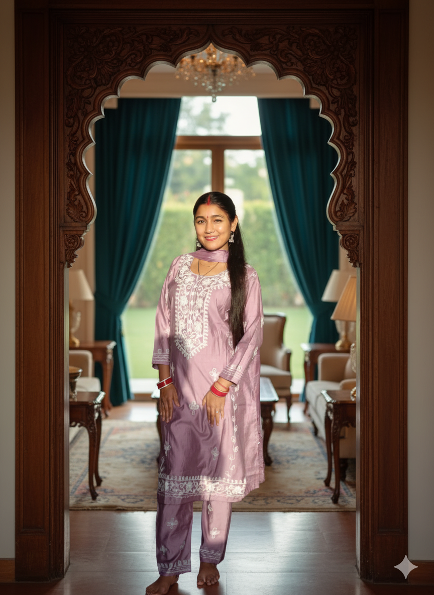 Classic Lucknowi Embroidery Work Salwar Suit