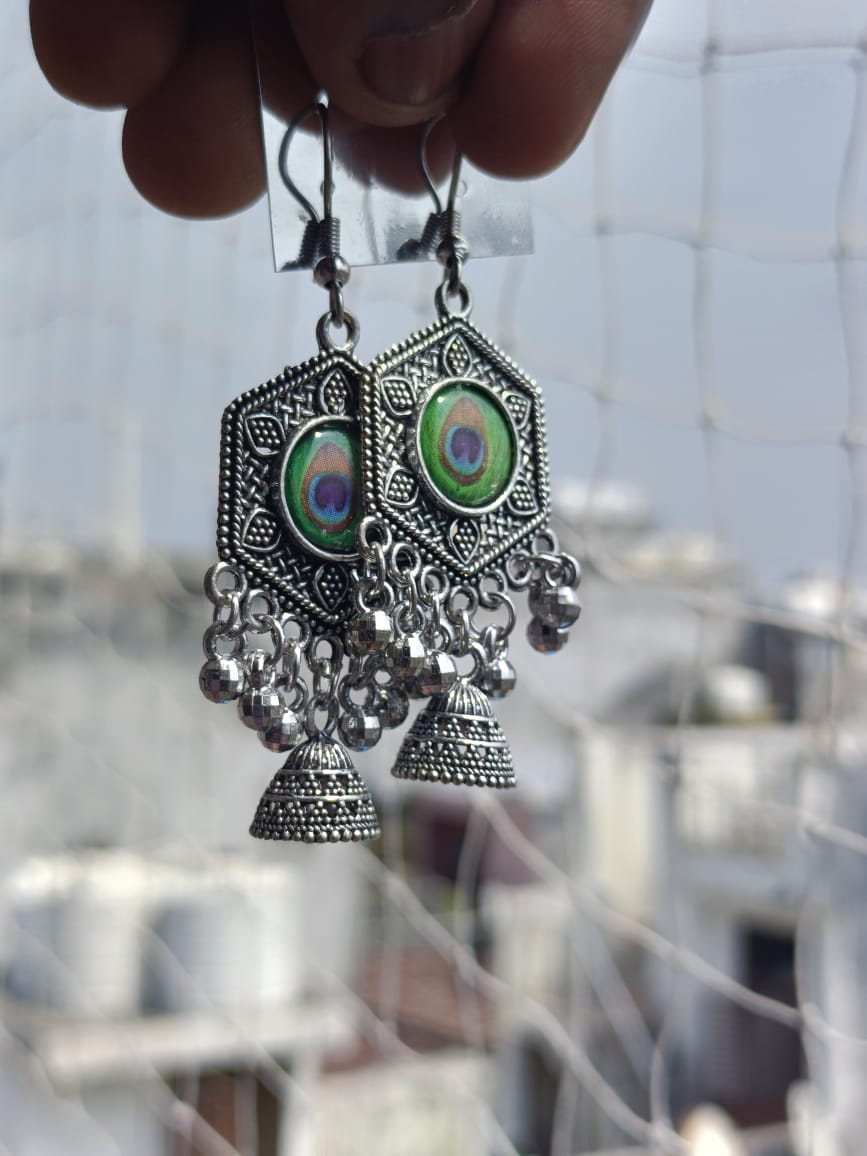 Combo of 4 Pairs of Oxidized Silver Jhumka Collection