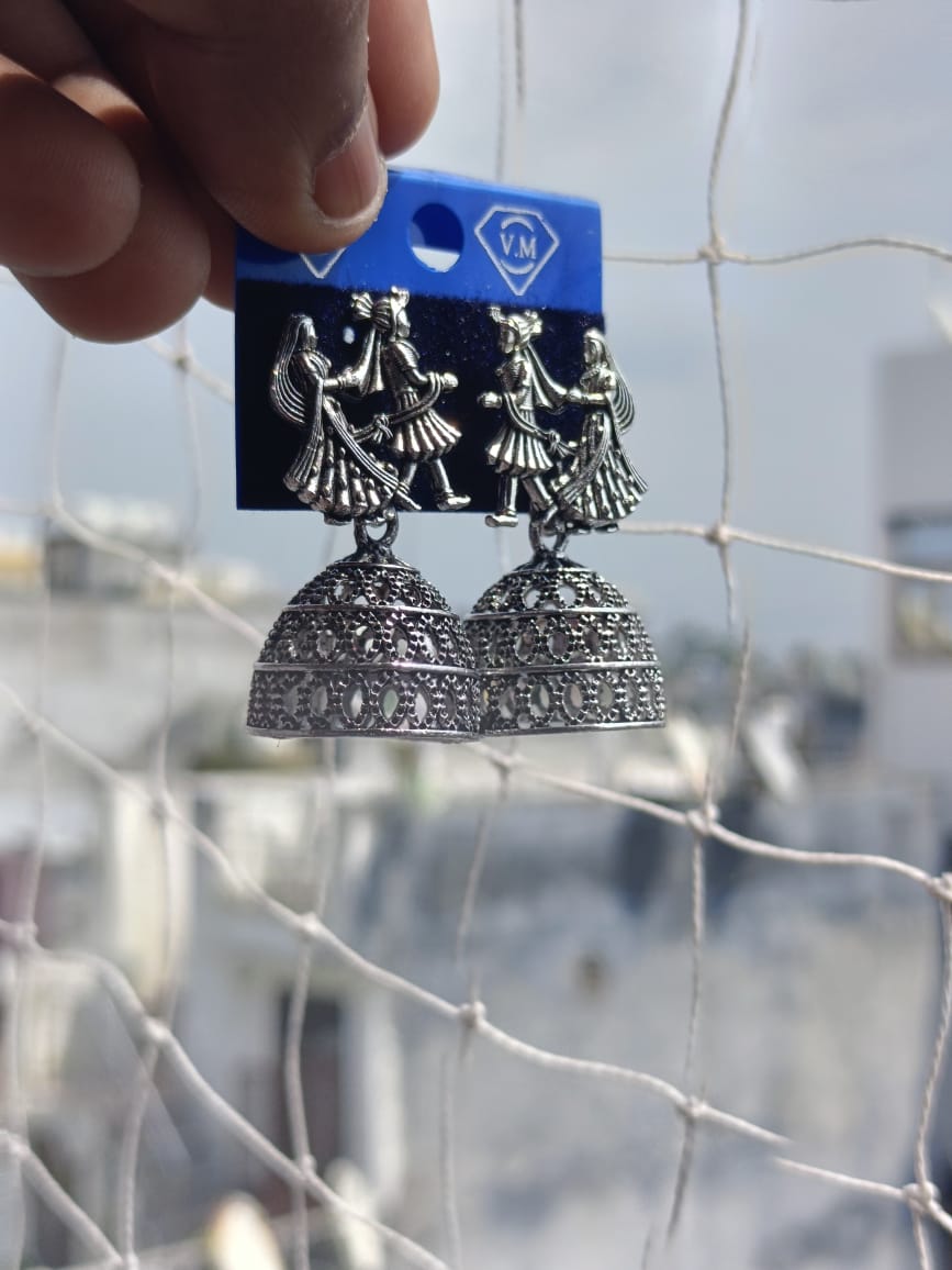 Combo of 4 Pairs of Oxidized Silver Jhumka Collection