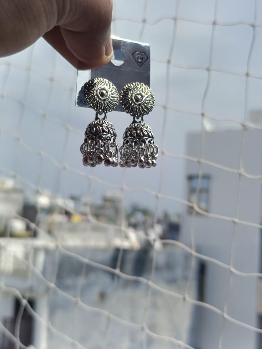 Combo of 4 Pairs of Oxidized Silver Jhumka Collection
