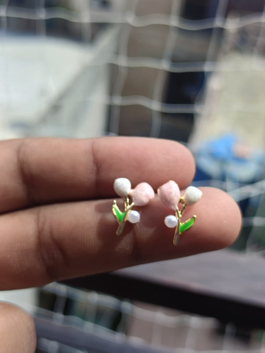 Combo of 5 pairs of  Pearl, Enamel & Flower Stud Earring Collection
