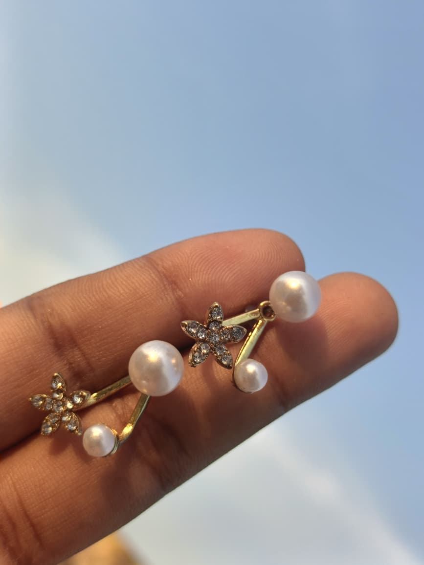 Combo of 5 pairs of  Pearl, Enamel & Flower Stud Earring Collection