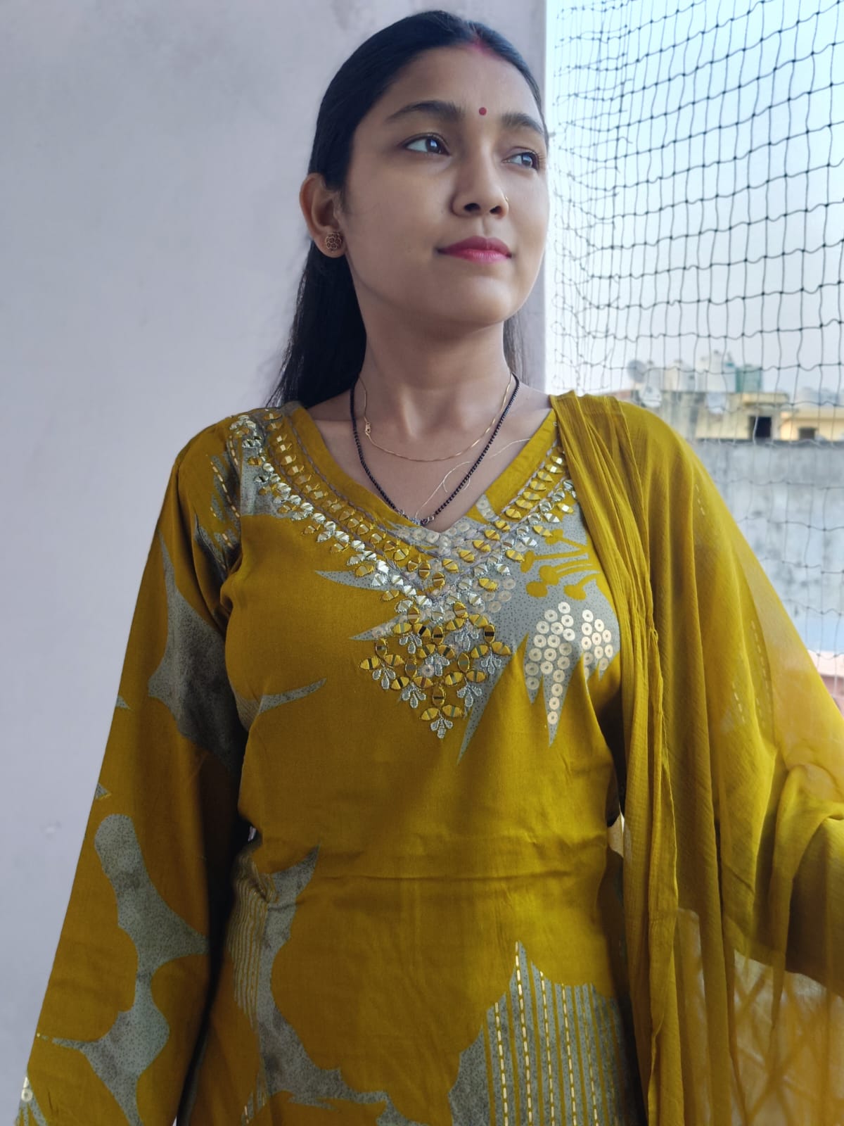 Elegant Mustard Yellow Embroidered Salwar Suit Set