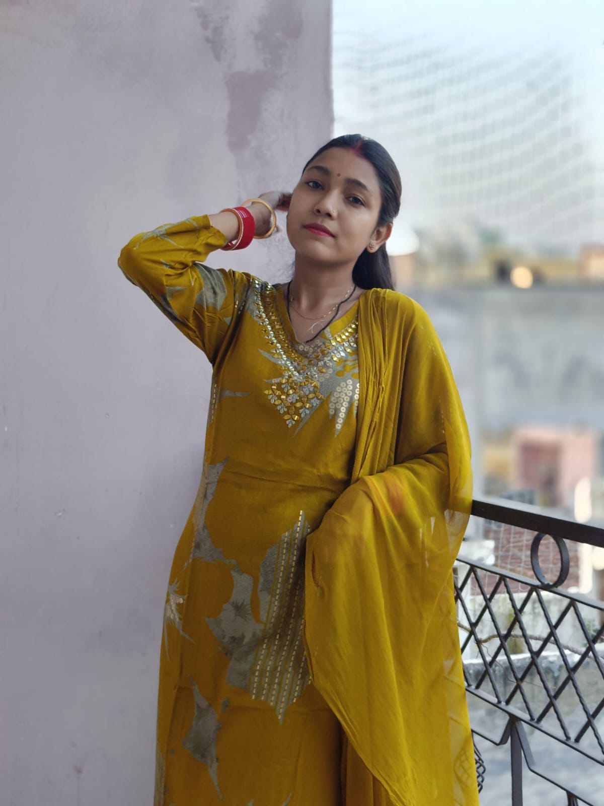 Elegant Mustard Yellow Embroidered Salwar Suit Set