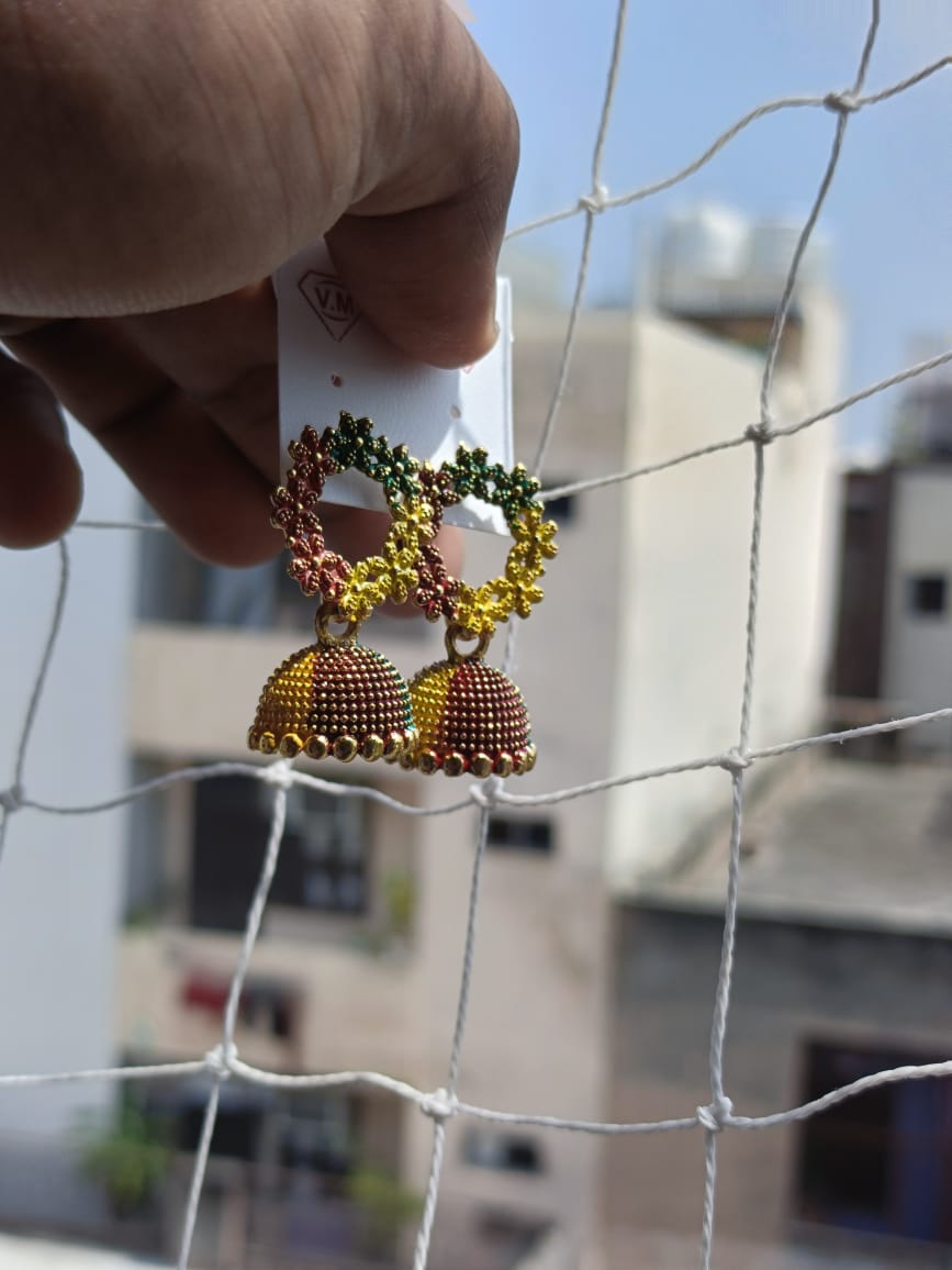 Combo of 4 pairs of Versatile Oxidized and Colourful Jhumkas