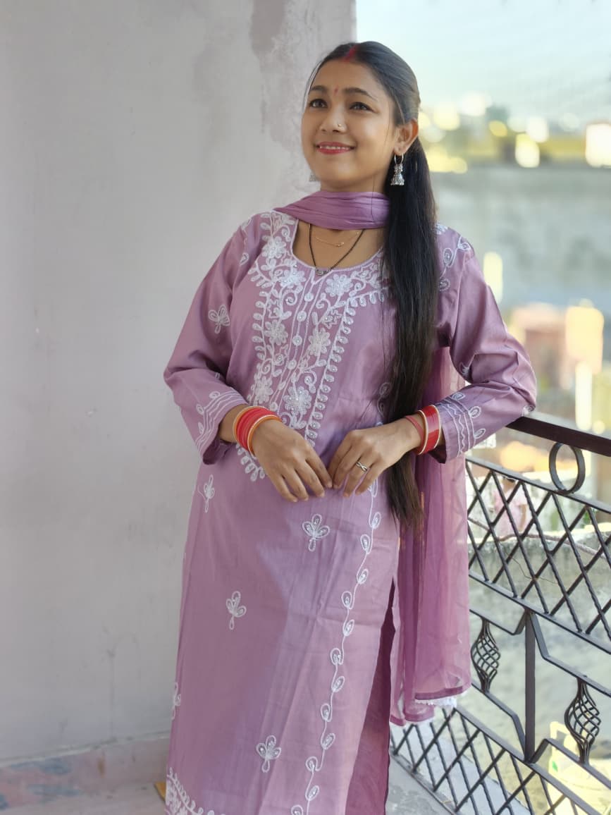 Classic Lucknowi Embroidery Work Salwar Suit